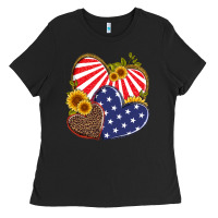 Black america heart and sunflower Ladies Tee - Artiststas
