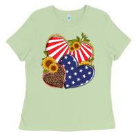 Matcha america heart and sunflower Ladies Tee - Artiststas