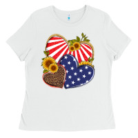 White america heart and sunflower Ladies Tee - Artiststas