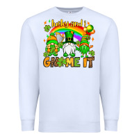 White St. Patrick's Lucky and i gnome it Premium Sweatshirt - OliviaCreatesArt