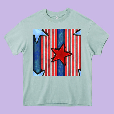 4th Of July Stars And Stripes Seamless Pattern Heavy Core Tee Designed By Bundleandbundleshop