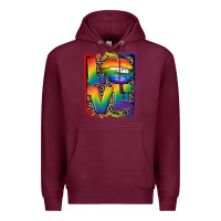 Burgundy Love pride Premium Hoodie - CowGirlArtShop