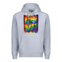 Heather Grey Love pride Premium Hoodie - CowGirlArtShop