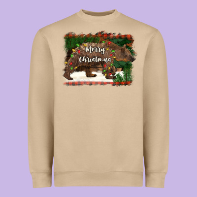 Merry Christmas Bear Heavyweight Sweatshirt Designed By Barkaloodesign