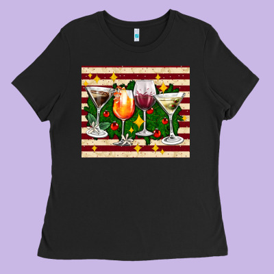 Christmas Cocktail Ladies Tee Designed By Adodesignshop