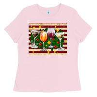Bubblegum Pink Christmas cocktail Ladies Tee - AdoDesignShop