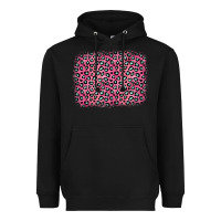 Black pink glitter leopard with heart background Heavyweight Hoodie - OliviaCreatesArt