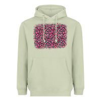 Matcha pink glitter leopard with heart background Heavyweight Hoodie - OliviaCreatesArt