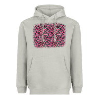 Moon Dust pink glitter leopard with heart background Heavyweight Hoodie - OliviaCreatesArt