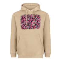 Mushroom pink glitter leopard with heart background Heavyweight Hoodie - OliviaCreatesArt