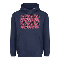 Navy pink glitter leopard with heart background Heavyweight Hoodie - OliviaCreatesArt