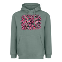 Sage pink glitter leopard with heart background Heavyweight Hoodie - OliviaCreatesArt