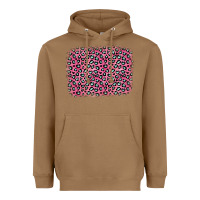 Toasted Coconut pink glitter leopard with heart background Heavyweight Hoodie - OliviaCreatesArt