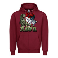Burgundy Red white rawr 4th of july Zipper Hoodie - HowdyJamesFarm