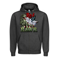 Charcoal Heather Red white rawr 4th of july Zipper Hoodie - HowdyJamesFarm
