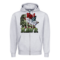 Heather Grey Red white rawr 4th of july Zipper Hoodie - HowdyJamesFarm