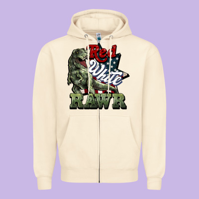 Red White Rawr 4th Of July Zipper Hoodie Designed By Howdyjamesfarm