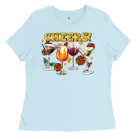 Baby Blue Cheers Christmas Coctail Ladies Tee - AdoDesignShop