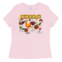 Bubblegum Pink Cheers Christmas Coctail Ladies Tee - AdoDesignShop