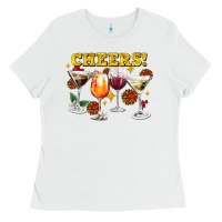 White Cheers Christmas Coctail Ladies Tee - AdoDesignShop