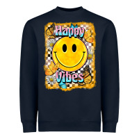 Navy happy vibes smiley face Heavyweight Sweatshirt - BarkalooDesign