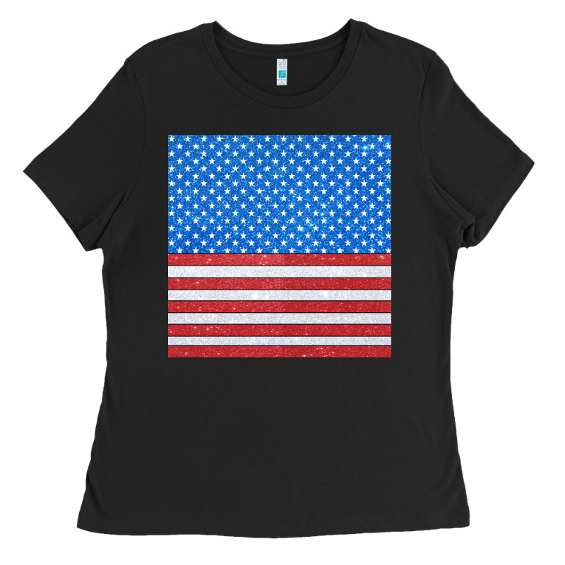 Glitter 4th Of July Seamless Pattern Ladies Tee by BundleAndBundleShop | Teevron