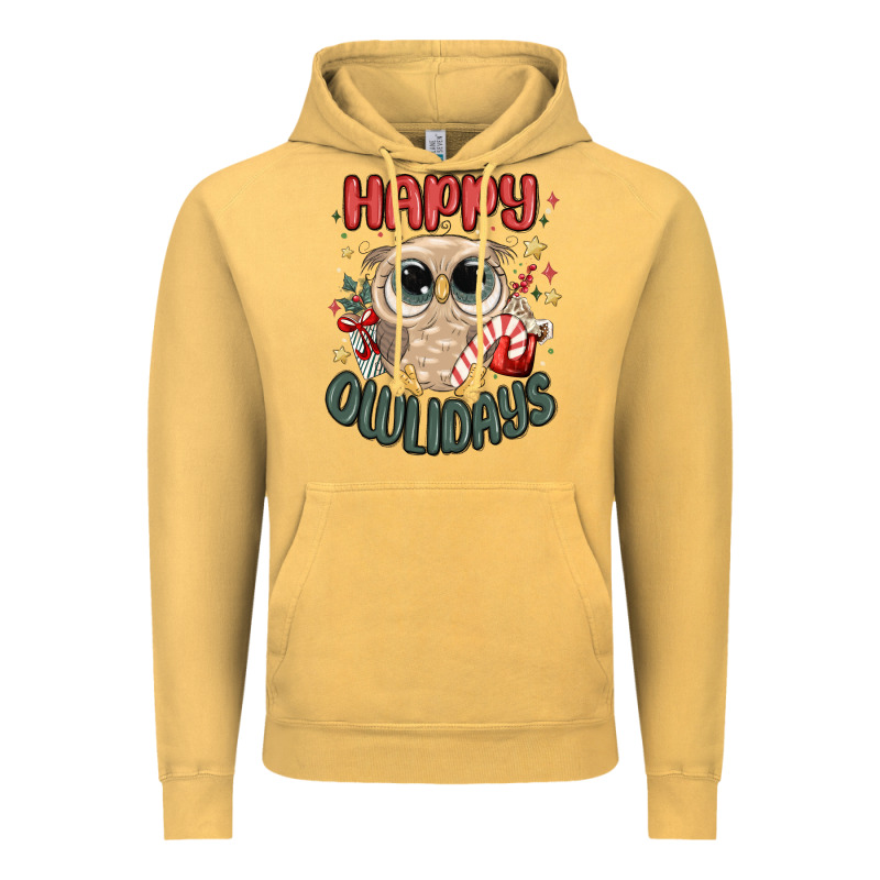 Happy Owlidays Vintage Hoodie by MaliasSmallBusiness | Teevron
