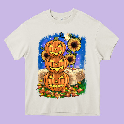 Pumpkin Sunflower Heavy Core Tee Designed By Jahusdesignshop