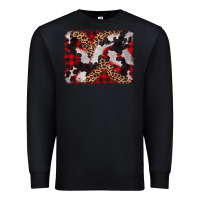 Black cowhide buffalo plaid leopad background Premium Sweatshirt - CowCowDesign