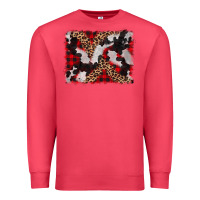 Cardinal cowhide buffalo plaid leopad background Premium Sweatshirt - CowCowDesign