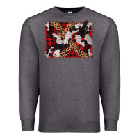 Charcoal Heather cowhide buffalo plaid leopad background Premium Sweatshirt - CowCowDesign