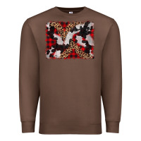 Chestnut cowhide buffalo plaid leopad background Premium Sweatshirt - CowCowDesign