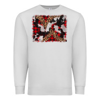 Dove Grey cowhide buffalo plaid leopad background Premium Sweatshirt - CowCowDesign