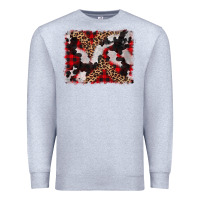 Heather Grey cowhide buffalo plaid leopad background Premium Sweatshirt - CowCowDesign