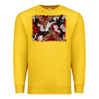 Lemon cowhide buffalo plaid leopad background Premium Sweatshirt - CowCowDesign