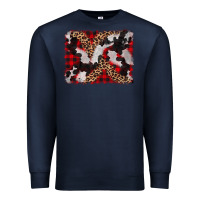 Navy cowhide buffalo plaid leopad background Premium Sweatshirt - CowCowDesign
