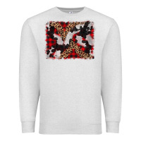 Oatmeal Heather cowhide buffalo plaid leopad background Premium Sweatshirt - CowCowDesign
