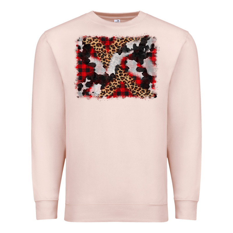 Cowhide Buffalo Plaid Leopad Background Premium Sweatshirt by CowCowDesign | Teevron