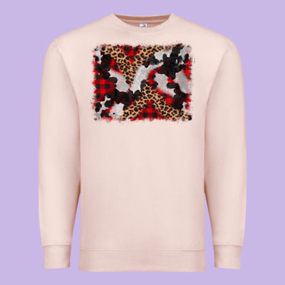 Cowhide Buffalo Plaid Leopad Background Premium Sweatshirt Designed By Cowcowdesign