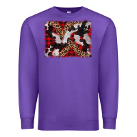Purple cowhide buffalo plaid leopad background Premium Sweatshirt - CowCowDesign
