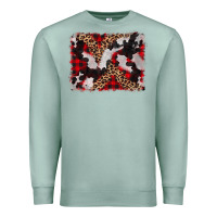 Seafoam cowhide buffalo plaid leopad background Premium Sweatshirt - CowCowDesign