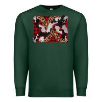 Sports Green cowhide buffalo plaid leopad background Premium Sweatshirt - CowCowDesign