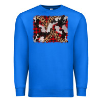 True Royal cowhide buffalo plaid leopad background Premium Sweatshirt - CowCowDesign