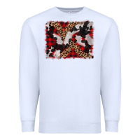White cowhide buffalo plaid leopad background Premium Sweatshirt - CowCowDesign