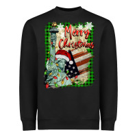 Black merry christmas  statue of liberty Heavyweight Sweatshirt - BarkalooDesign