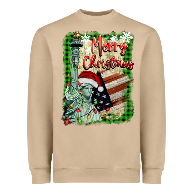 Merry Christmas  Statue Of Liberty Heavyweight Sweatshirt by BarkalooDesign | Teevron