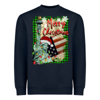 Navy merry christmas  statue of liberty Heavyweight Sweatshirt - BarkalooDesign