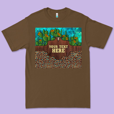 Preview Custom Cactus And Sunflowers Leopard Turquoise Premium Tee Designed By Artiststas