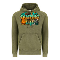 Vintage Olive camping life Vintage Hoodie - NancyCooperArtShop