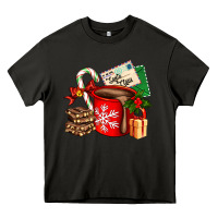 Christmas Hot Chocolate Cup With Gift And Letters Heavy Core Tee | Teevron